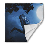 Full Moon Night Owl Print Silk Bandana