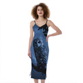 Full Moon Night Owl Print Slim Fit Midi Cami Dress