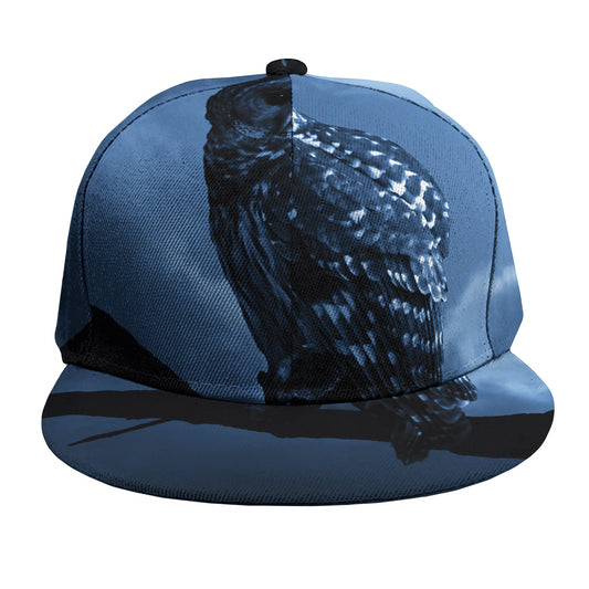 Full Moon Night Owl Print Snapback Cap