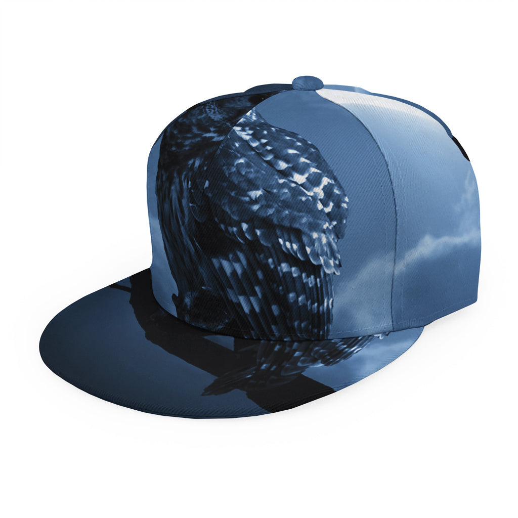 Full Moon Night Owl Print Snapback Cap