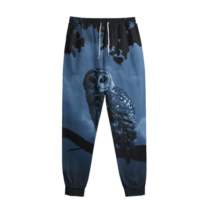 Full Moon Night Owl Print Sweatpants