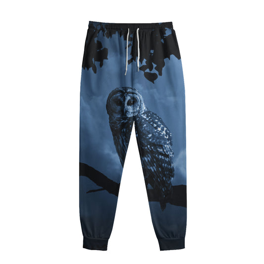 Full Moon Night Owl Print Sweatpants