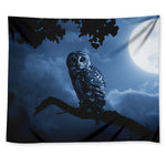 Full Moon Night Owl Print Tapestry