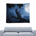 Full Moon Night Owl Print Tapestry