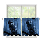 Full Moon Night Owl Print Tier Curtains