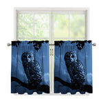 Full Moon Night Owl Print Tier Curtains