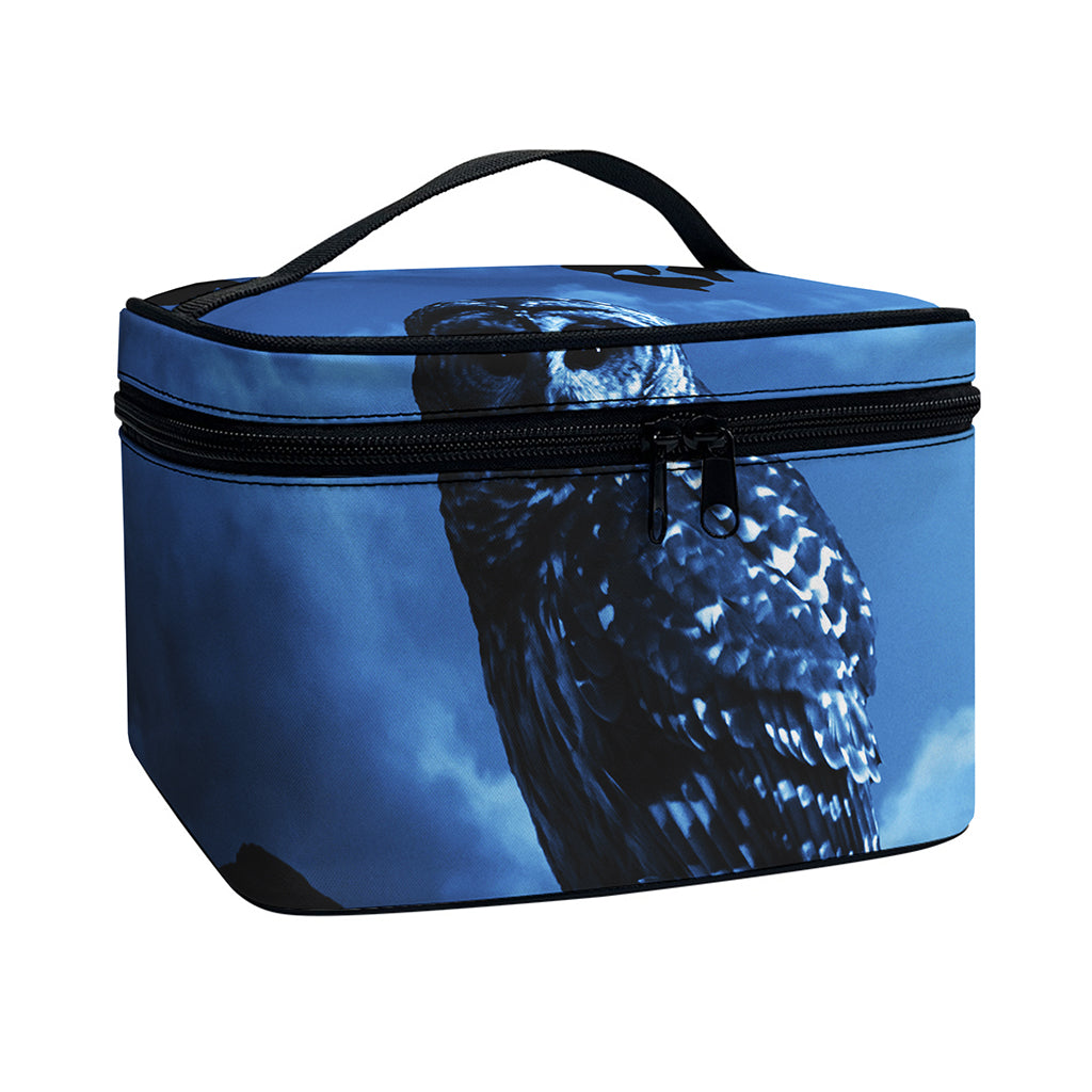 Full Moon Night Owl Print Travel Makeup Bag