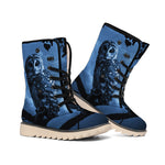 Full Moon Night Owl Print Winter Boots