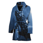 Full Moon Night Owl Print Women's Bathrobe