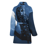 Full Moon Night Owl Print Women's Bathrobe