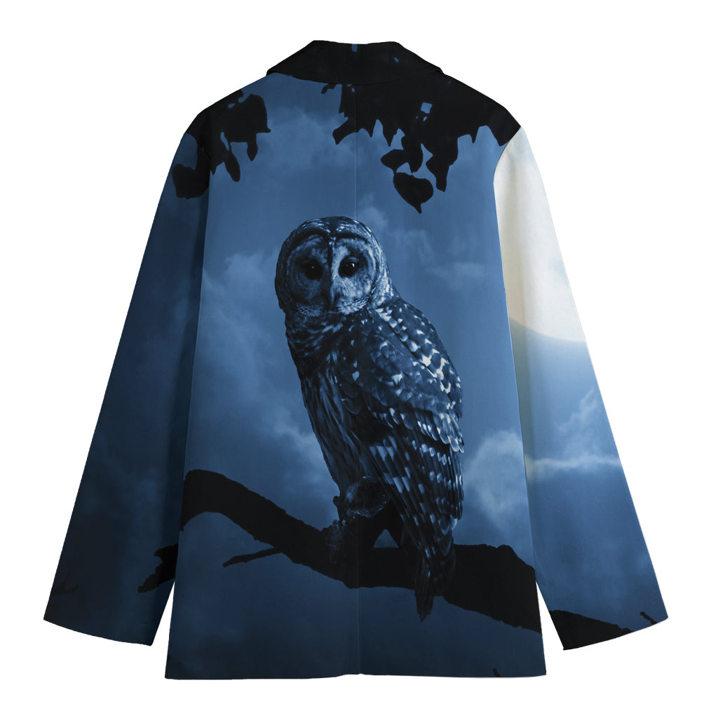 Full Moon Night Owl Print Women's Blazer