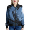 Full Moon Night Owl Print Women's Bomber Jacket