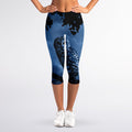 Full Moon Night Owl Print Women's Capri Leggings