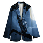 Full Moon Night Owl Print Women's Cotton Blazer