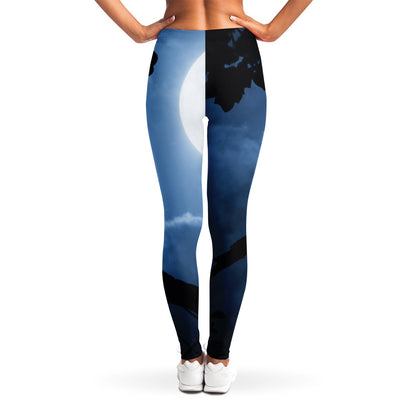 Full Moon Night Owl Print Women's Leggings