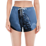 Full Moon Night Owl Print Women's Split Running Shorts