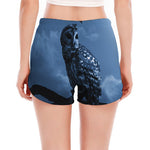 Full Moon Night Owl Print Women's Split Running Shorts