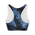 Full Moon Night Owl Print Women's Sports Bra