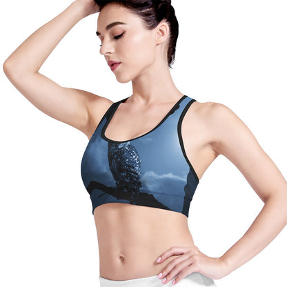Full Moon Night Owl Print Women's Sports Bra