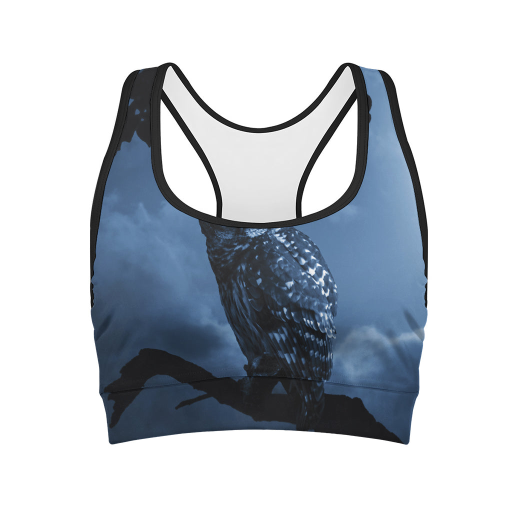 Full Moon Night Owl Print Women's Sports Bra