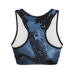 Full Moon Night Owl Print Women's Sports Bra