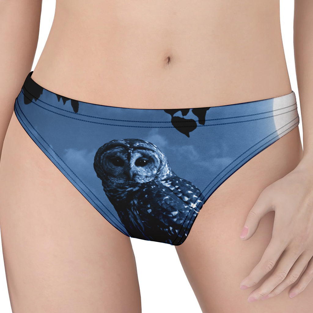 Full Moon Night Owl Print Women's Thong