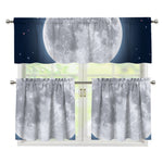 Full Moon Print 3 Piece Kitchen Curtains