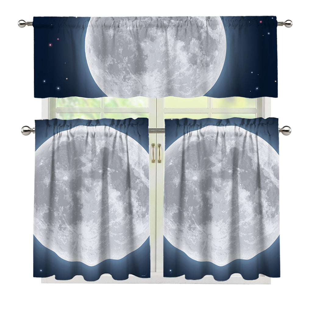 Full Moon Print 3 Piece Kitchen Curtains