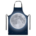 Full Moon Print Bib Apron With Pocket