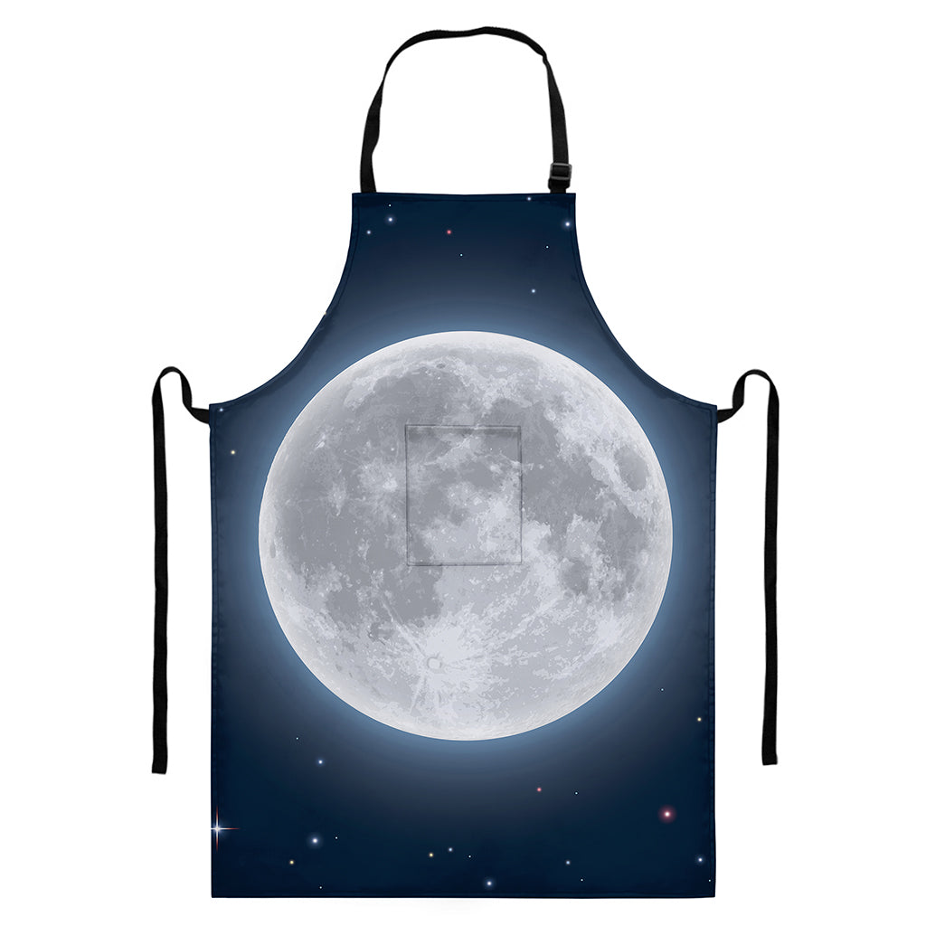 Full Moon Print Bib Apron With Pocket