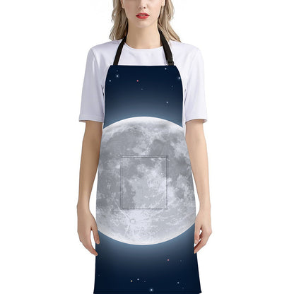 Full Moon Print Bib Apron With Pocket