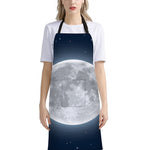 Full Moon Print Bib Apron With Pocket