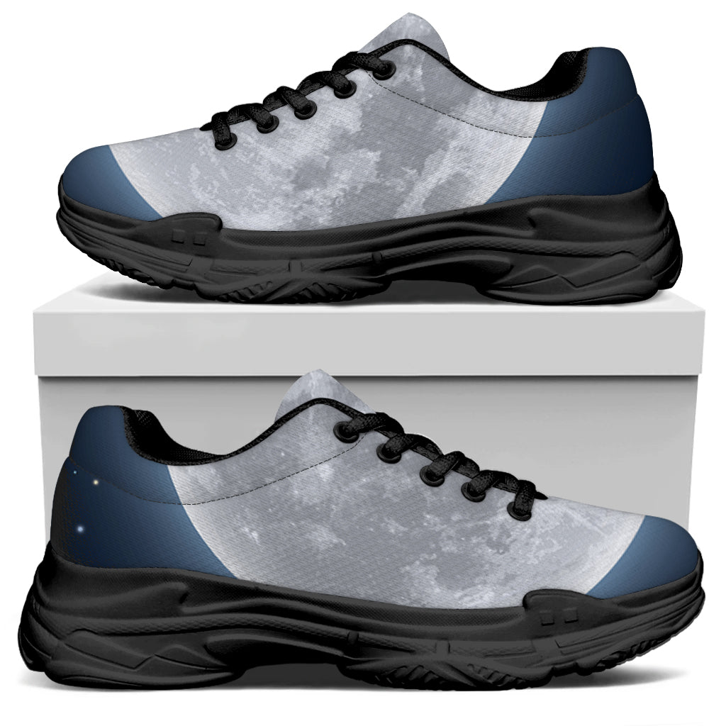 Full Moon Print Black Chunky Shoes
