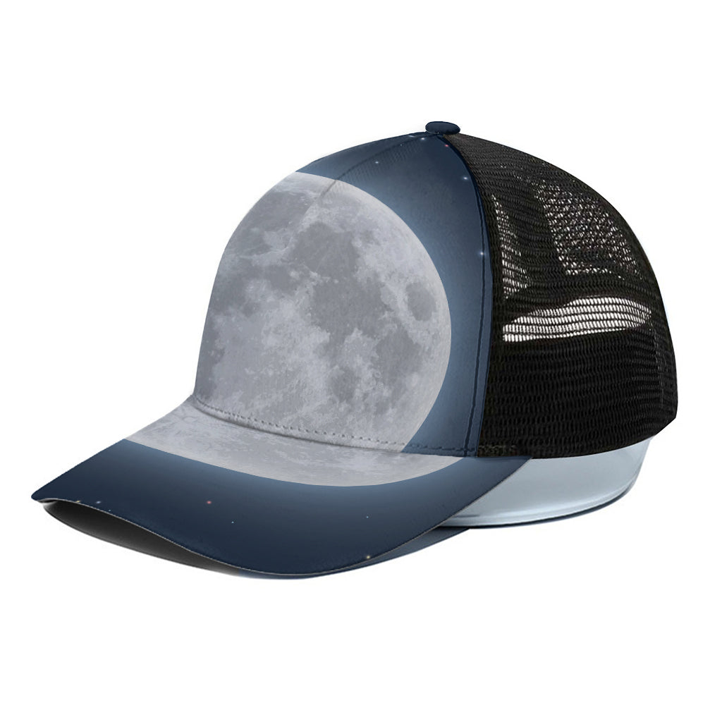 Full Moon Print Black Mesh Trucker Cap