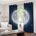 Full Moon Print Dimout Grommet Curtains