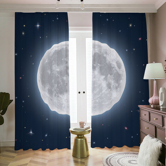 Full Moon Print Blackout Pencil Pleat Curtains