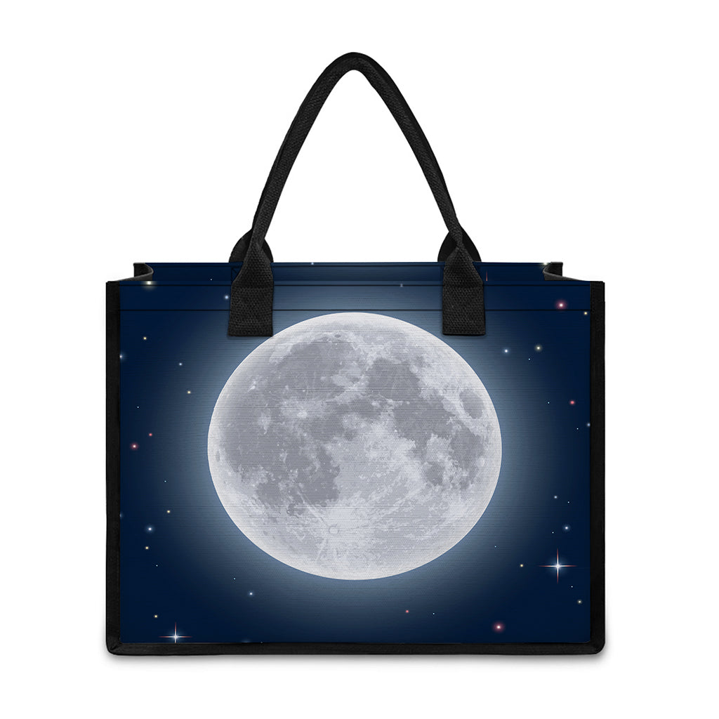 Full Moon Print Canvas Tote Bag
