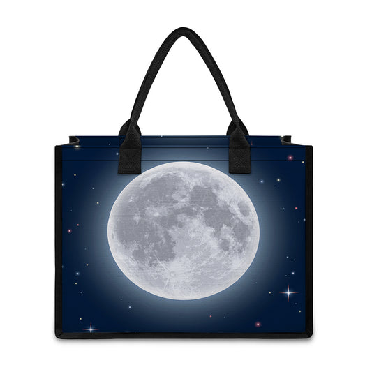 Full Moon Print Canvas Tote Bag