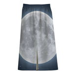 Full Moon Print Cotton Front Slit Maxi Skirt