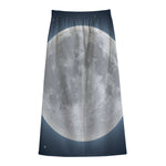 Full Moon Print Cotton Front Slit Maxi Skirt