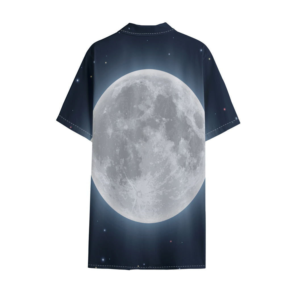 Full Moon Print Cotton Hawaiian Shirt