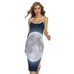 Full Moon Print Cross Back Cami Dress