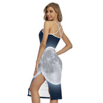 Full Moon Print Cross Back Cami Dress