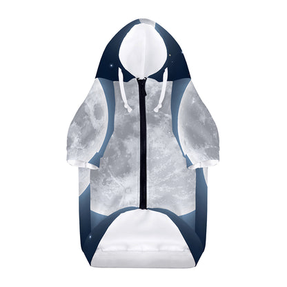 Full Moon Print Dog Zip Up Hoodie