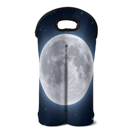 Full Moon Print Double Neoprene Wine Tote