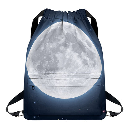 Full Moon Print Drawstring Backpack