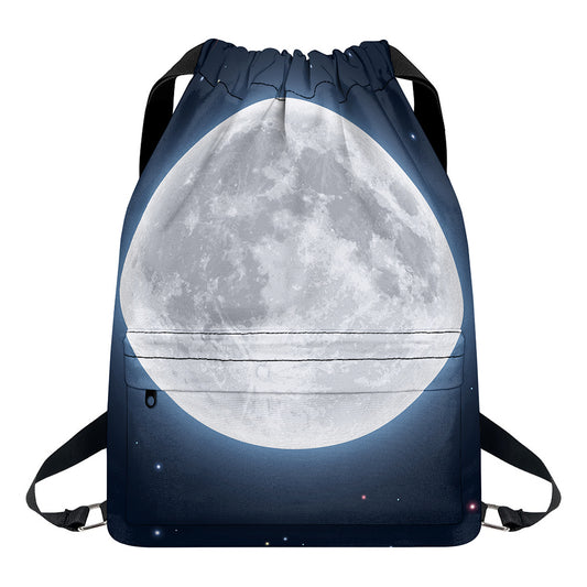 Full Moon Print Drawstring Backpack