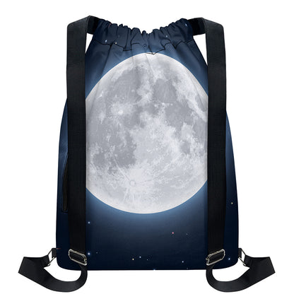 Full Moon Print Drawstring Backpack