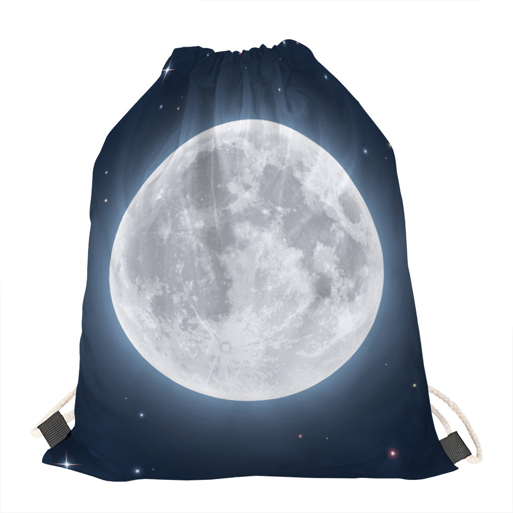 Full Moon Print Drawstring Bag