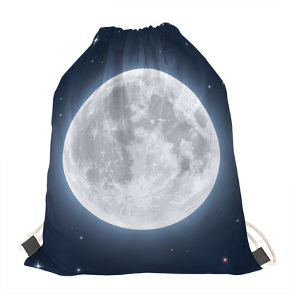 Full Moon Print Drawstring Bag
